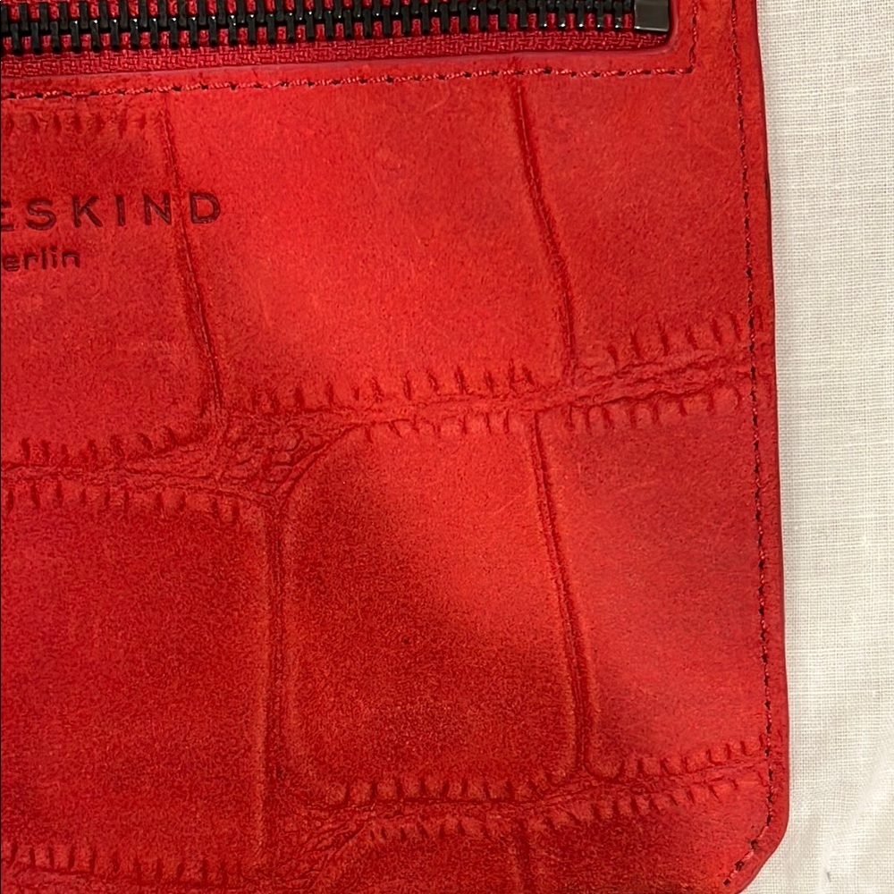 Liebeskind Red Croc-Embossed Pouch - Picture 4 of 7